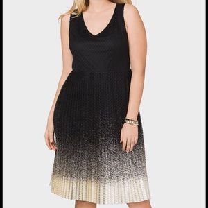 Roz & Ali Black Lace Gold Dipped Cocktail Dress